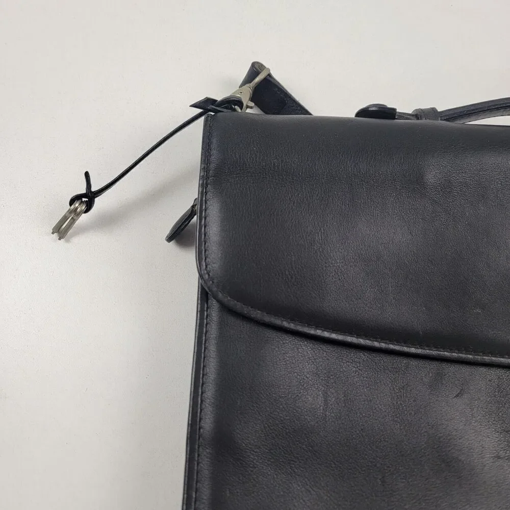 Cole Haan‎ Collection Black Leather Briefcase Messenger Bag Lawyer Bag Italy
